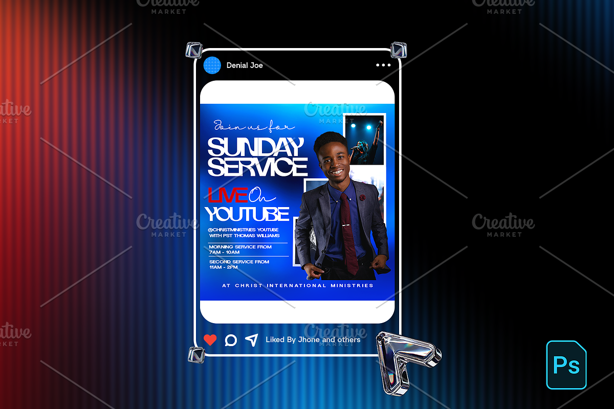 Sunday Service Flyer Template, a Social Media Template by Transly Graphics (Photo 1 of 3)
