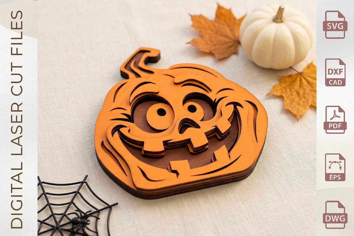 3D Layered Jack-O-Lantern Bundle, an Object Graphic by WoodoraCut (Photo 5 of 6)