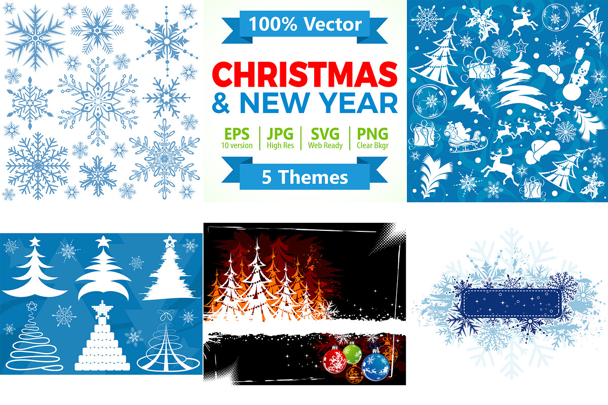 Christmas and New Year Backgrounds, a Decorative Illustration by TAlex (Photo 1 of 7)