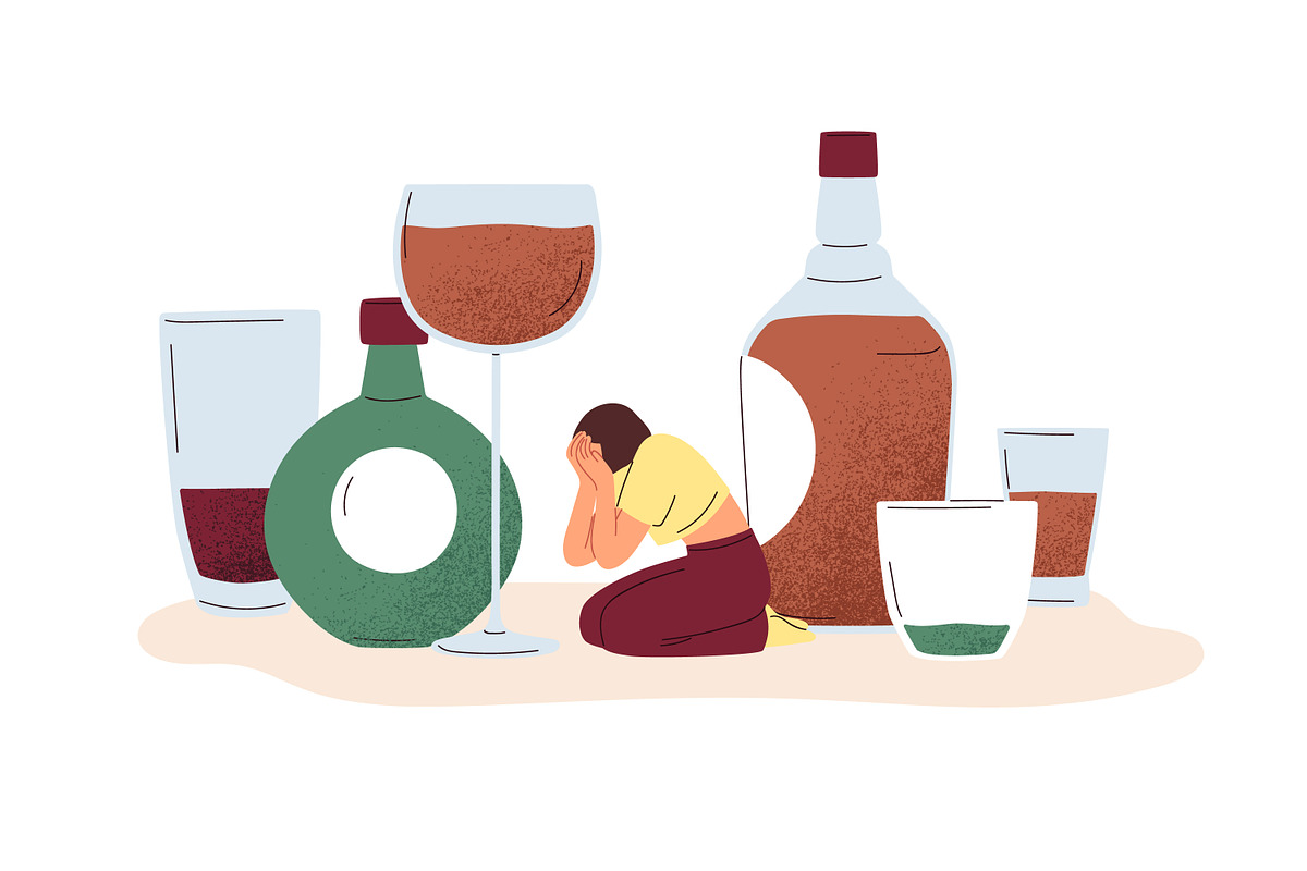 Alcohol abuse and addiction concept, a Food Illustration by Good Studio (Photo 2 of 7)