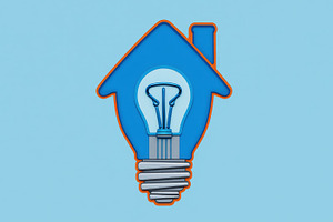House-shaped light bulb symbolizing, a Technology Photo by Perpis
