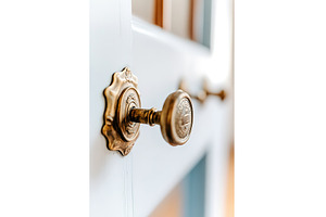 Close up of ornate brass door knob, an Arts & Entertainment Photo by Lermont51