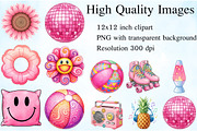 Pink Groovy Summer Clipart, an Illustration by Craft Nest (Thumbnail 2 of 6)