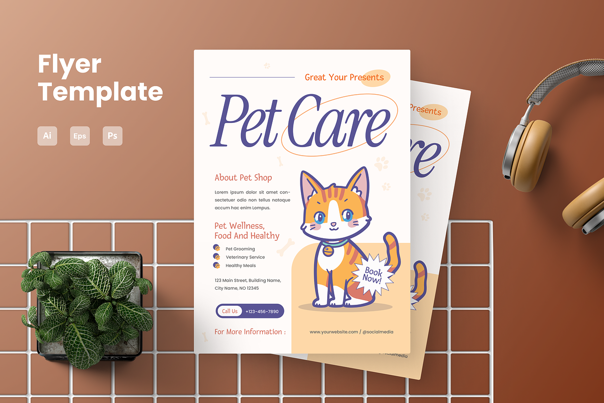 Pet Care Flyer, a Flyer Template by Annora Studio (Photo 1 of 5)