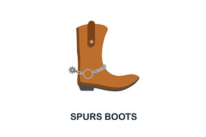 Spurs Boots Flat Icon. Color Simple