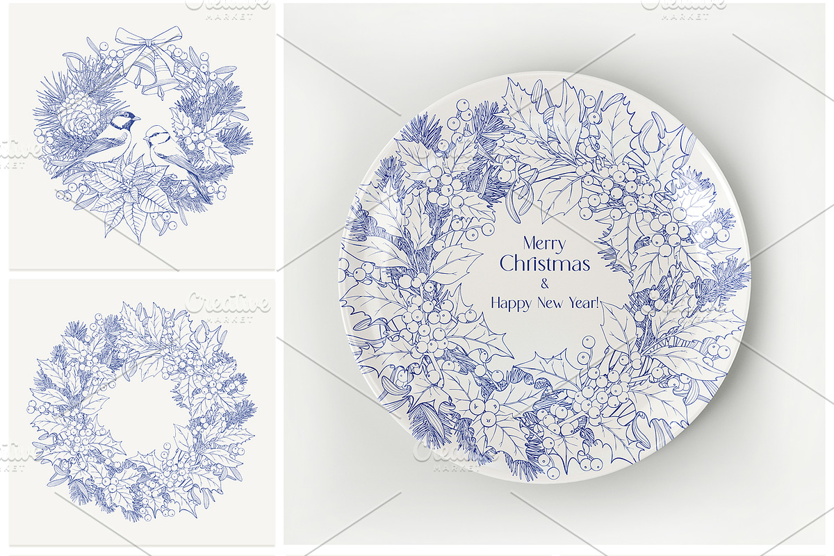 Christmas Wreaths & Decor Vector set, an Object Graphic by ON_lineart_store (Photo 5 of 10)