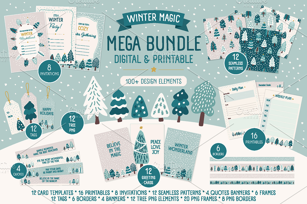Scandinavian Christmas Mega Bundle, a Seasonal Illustration by C Design Studio (Photo 1 of 15)