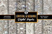 White Crystal & Sequin Digital Paper, a Pattern Graphic by Creative Store (Thumbnail 1 of 5)