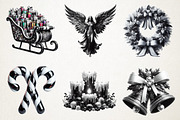 Black And White Christmas  Clipart, an Illustration by RobertsArt (Thumbnail 4 of 5)