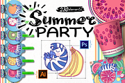 vector set Summer Party with zebra, an Illustration by WINDmade (Thumbnail 1 of 11)