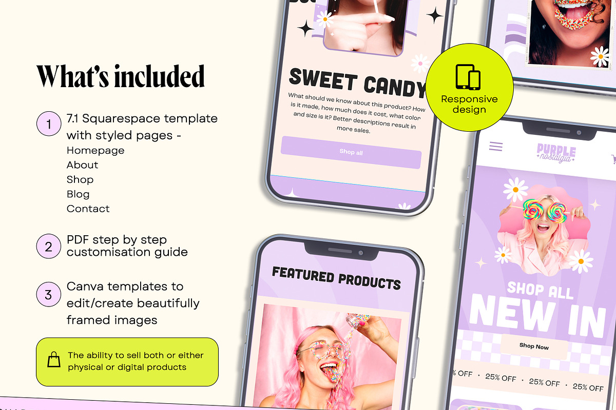 Purple Retro Squarespace Template, a Squarespace Template by Template Twist Shop (Photo 4 of 10)