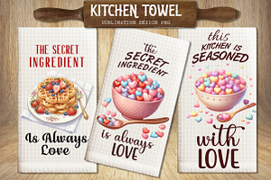 Valentine Hearts Kitchen Towel PNG, an Illustration by SinaCreation