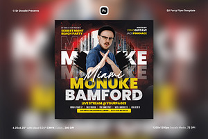 DJ Party Flyer & Social Media, a Flyer Template by iDoodle Studio