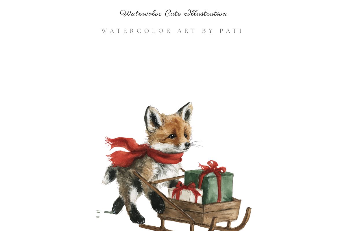 Christmas Forest Animals Clipart, a Decorative Illustration by Pati Paints (Photo 5 of 11)