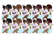 Mother's Day Pastel Girls Clipart, a Person Illustration by GlamArtZhanna (Thumbnail 3 of 5)