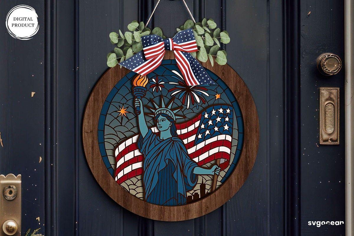Patriotic Door Sign Bundle, a Decorative Illustration by svgocean (Photo 11 of 16)