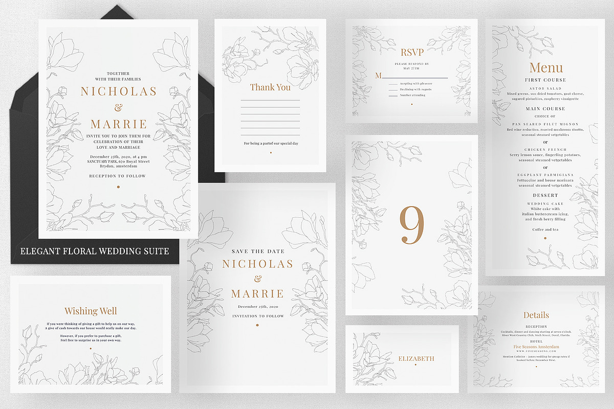 Elegant Floral Wedding Suite, an Invitation Template by Azka Creative (Photo 1 of 5)