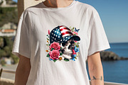 Watercolor American Flag Skull Subli, an Illustration by SVGArt (Thumbnail 2 of 7)
