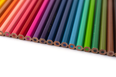 Colorful multicolored pencils on white background. Education, Bu, a Background Photo by Tampatra