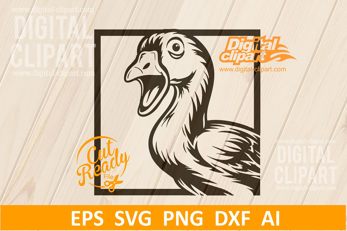 Surprised Goose with SVG, an Animal Illustration by Digital-Clipart