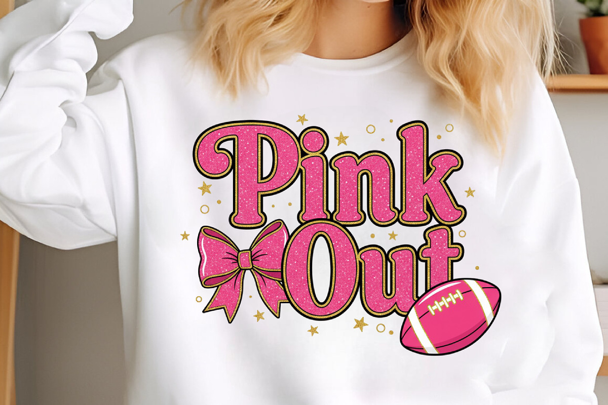 Preppy Pink out Football Bow Png, an Illustration by SinaCreation (Photo 5 of 7)