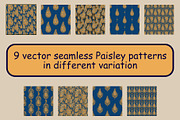 Navy Indian Paisley patterns, a Pattern Graphic by ThaiByGaew (Thumbnail 2 of 3)