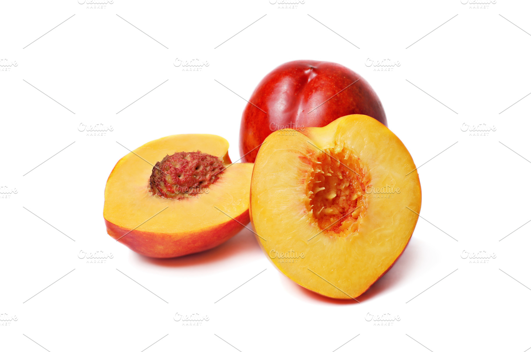 Nectarines isolated, a Photo by saiko3p