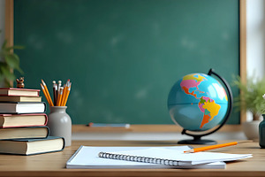 School Supplies Arranged Neatly On T, a Photo by LOGOCREATIVE