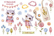 Owl clipart watercolor illustrations, an Animal Illustration by UlitkaStudio (Thumbnail 3 of 8)