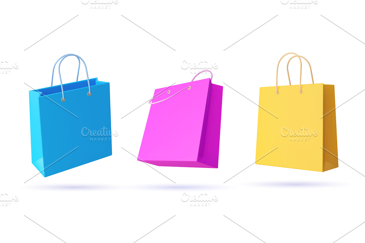 3D shopping bags, packs, an Object Illustration by Buch&Bee