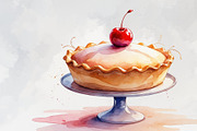 Watercolor Cakes & Pies Set, an Illustration by hafijul (Thumbnail 9 of 11)