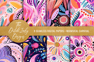 Seamless Whimsical Carnival Patterns, a Pattern Graphic by The Dutch Lady Designs