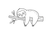 Cute Sloth Line Art Bundle, an Illustration by musafir_fashion (Thumbnail 34 of 51)