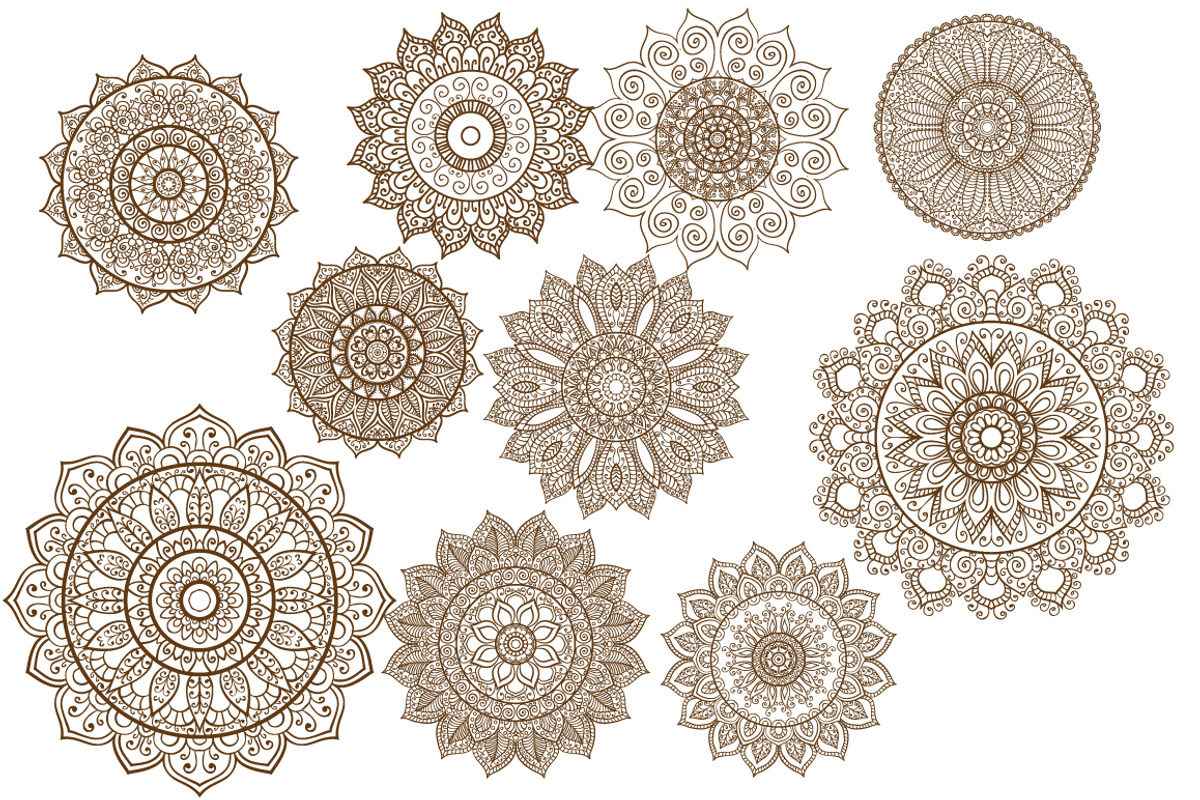 Set of 10 brushes with mandala, a Brush Add-On by Della_Liner (Photo 2 of 5)