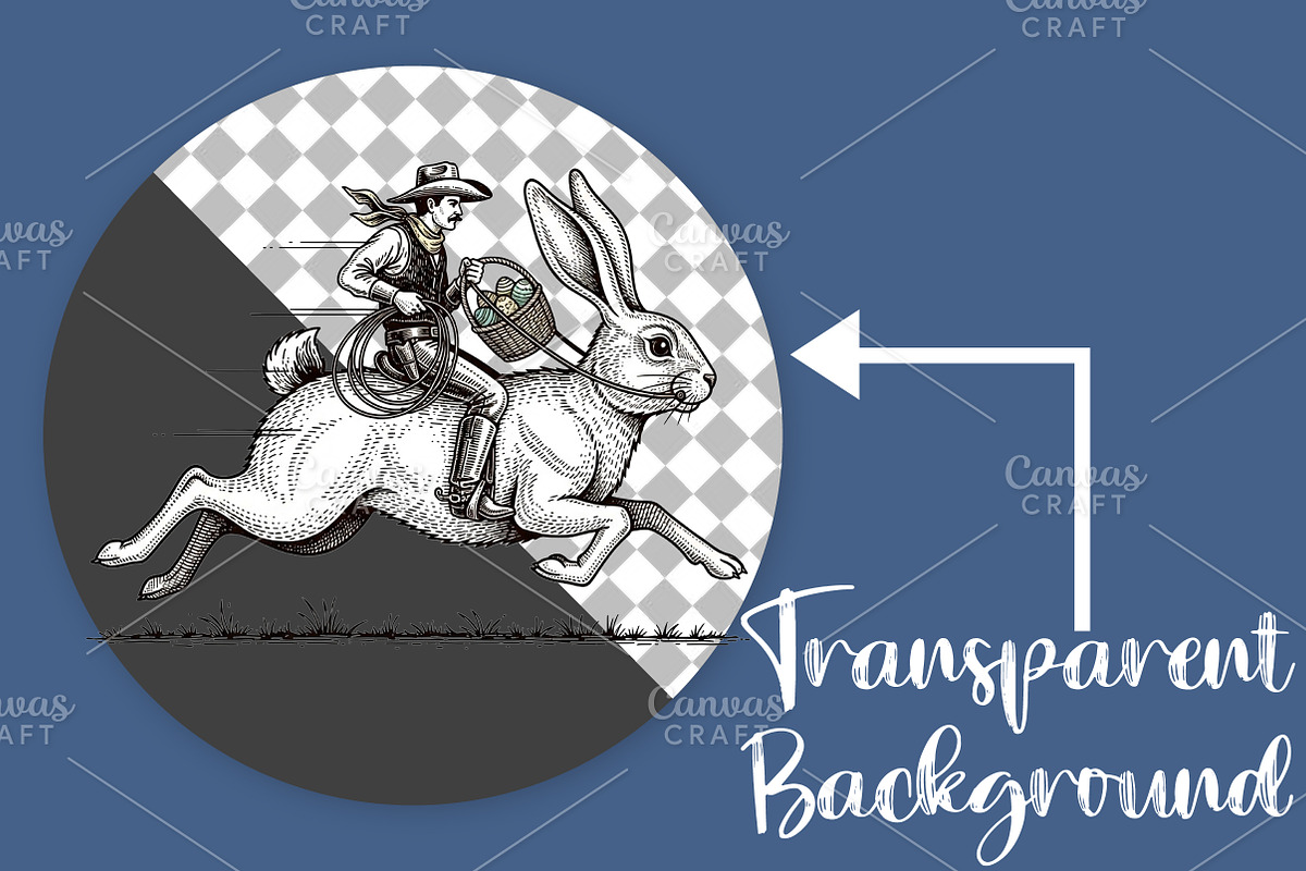 Cowboy Riding Easter Bunny PNG, an Illustration by Canvas Craft (Photo 2 of 6)