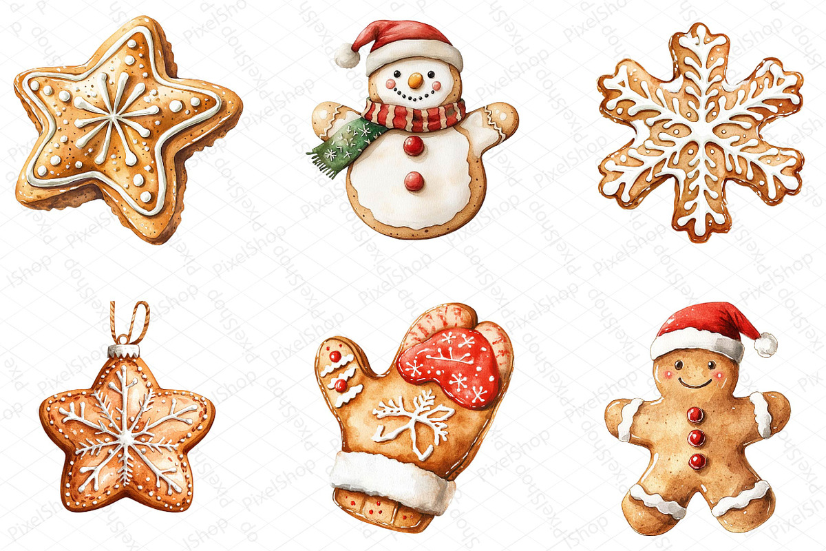 Christmas Gingerbread Clipart Bundle, an Illustration by DreamPrint404 (Photo 2 of 6)