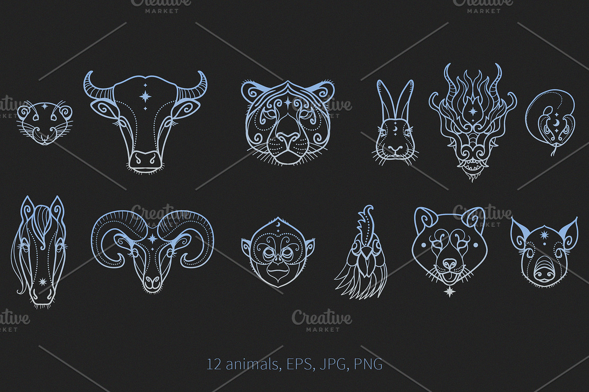 Eastern horoscope. Vector drawings, an Animal Illustration by Nadia Murash (Photo 2 of 5)