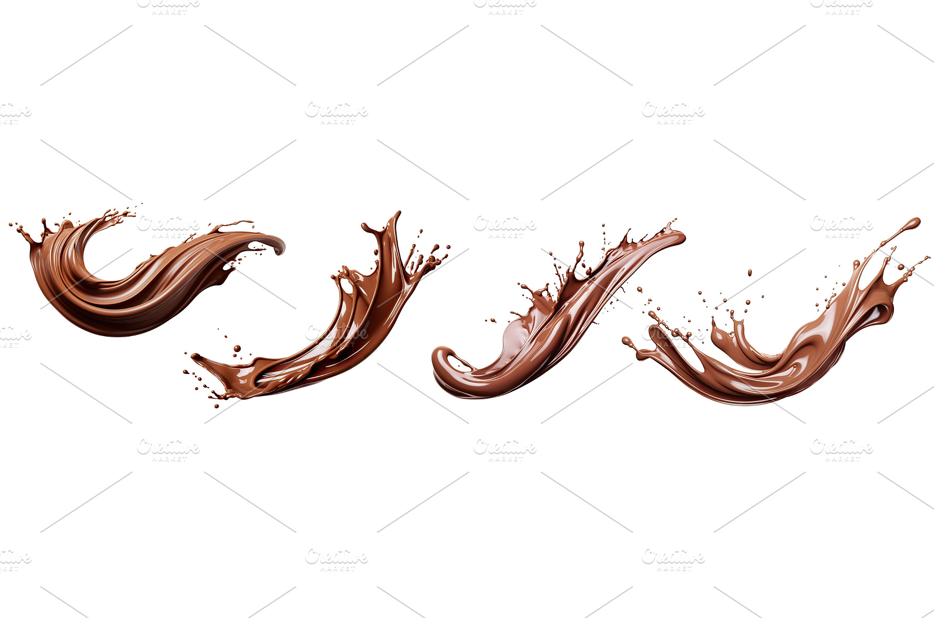 Flowing splashes of creamy chocolate, a Food & Drink Photo by piter.goskov
