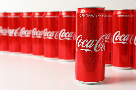 Odessa, Ukraine - September 23, 2021: Coca - Cola cans on white