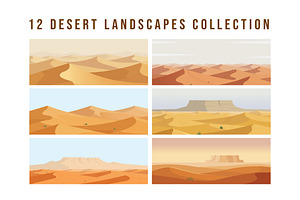 12 Desert Landscapes Collection, a Seasonal Illustration by jongcreative
