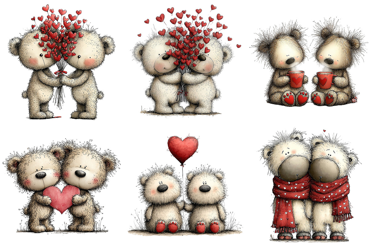 Cute Valentine Bears in Love PNG, an Illustration by Craft Nest (Photo 4 of 7)