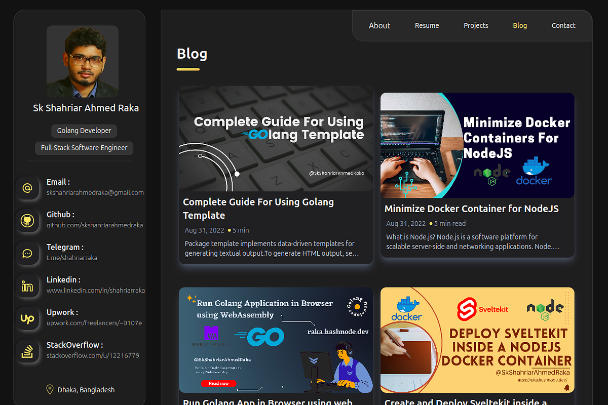 DarkGolden Customizable Portfolio, a React Template by skshahriarahmedraka (Photo 3 of 13)