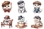 White Kitten Gentleman Cap Clipart, an Illustration by DreamArtGraphic (Thumbnail 4 of 4)