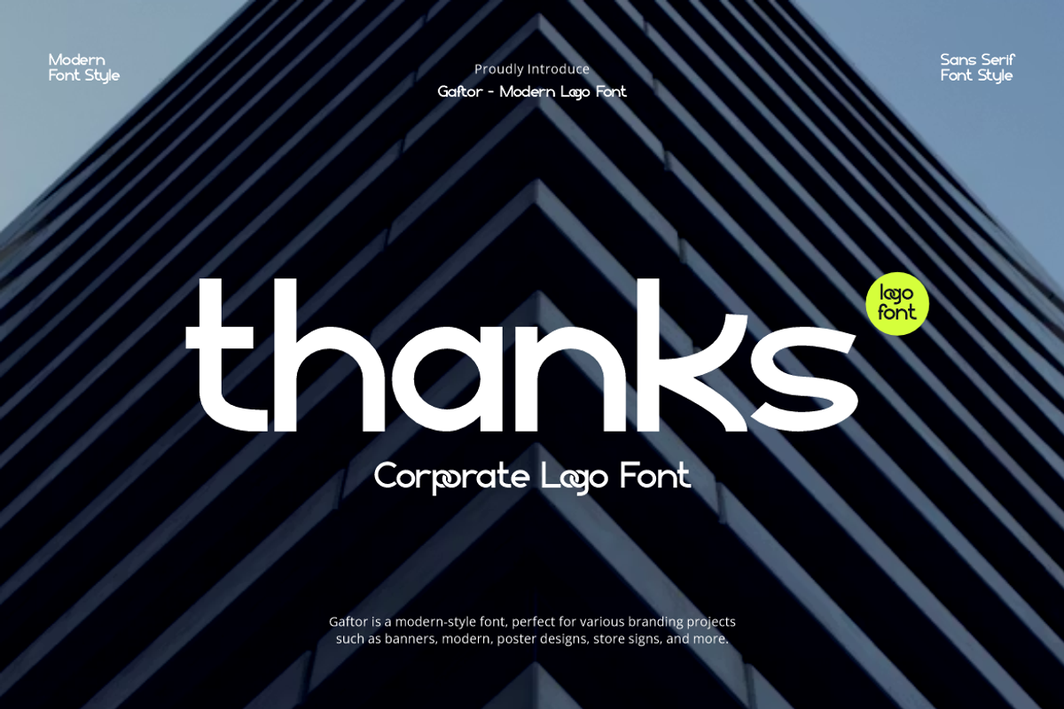 Gaftor - Corporate Logo Font, a Sans Serif Font by Iqsiart Studio (Photo 8 of 8)