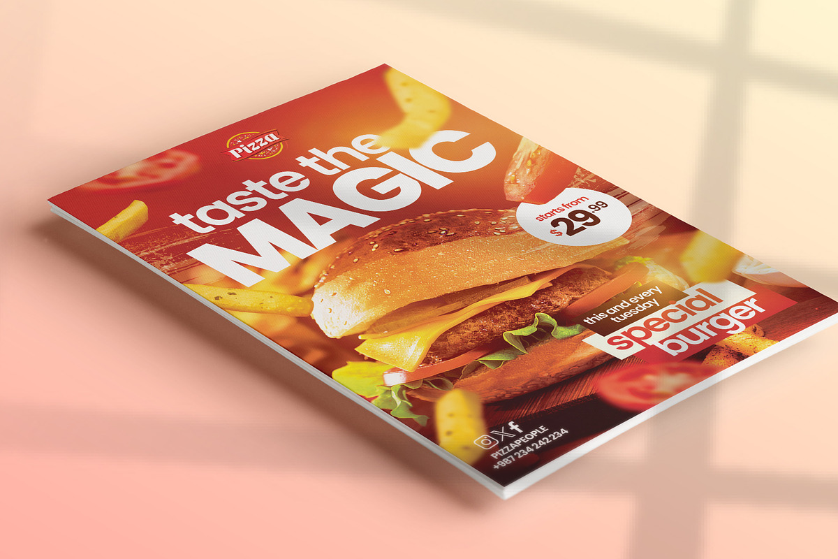 A4 Fast Food Promo Flyer Canva & PSD, a Flyer Template by Vintage Impressions (Photo 4 of 6)