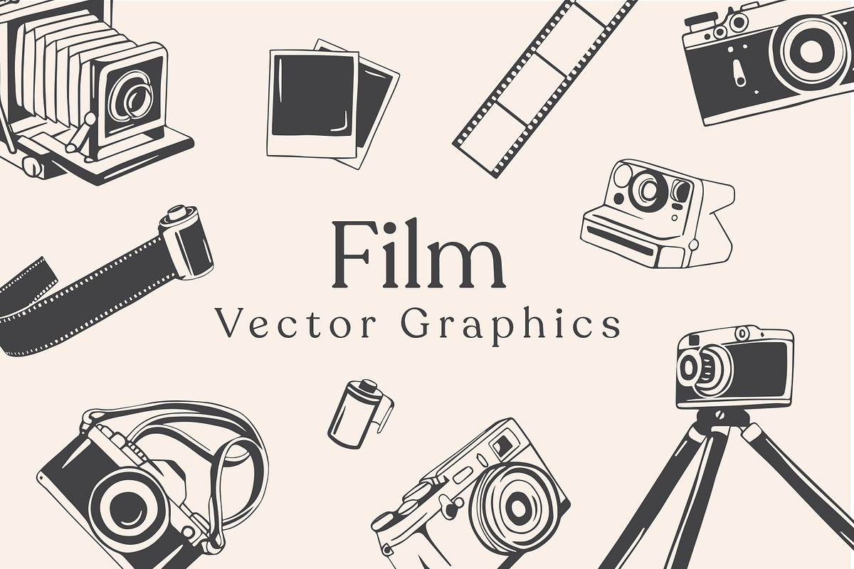 Film Camera Vector Graphics, an Object Graphic by Sydney Paige (Photo 1 of 3)