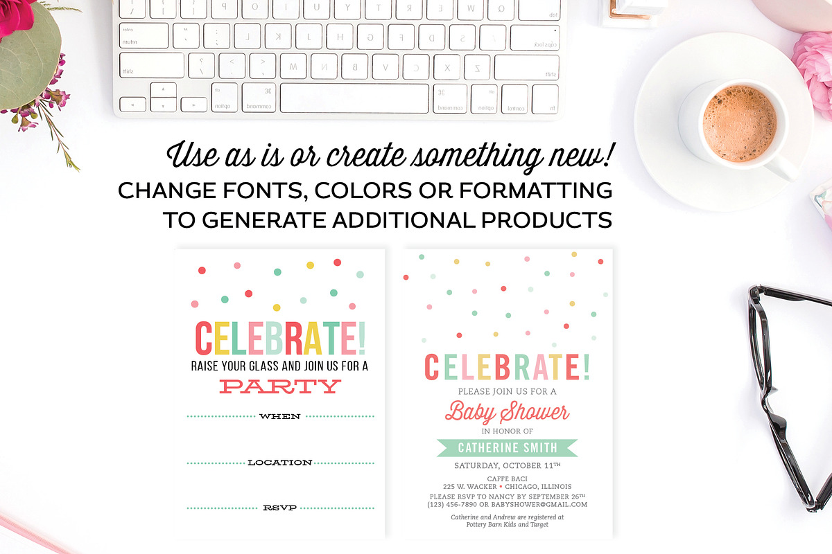 Invitation Template for Illustrator, an Invitation Template by Michelle Hickey Design (Photo 3 of 5)