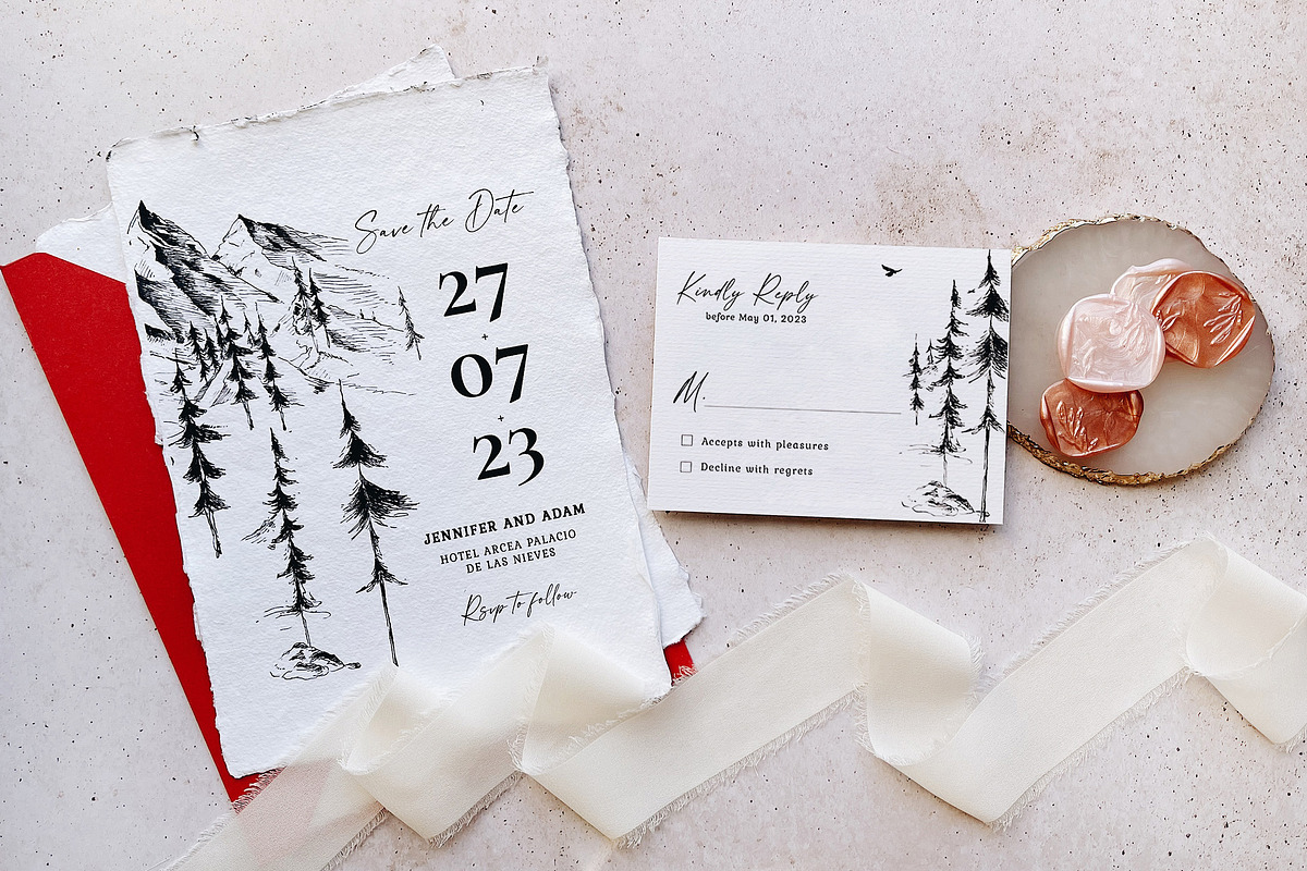Mountain Forest Wedding Suite, an Invitation Template by BlueRobinDesignShop (Photo 1 of 16)