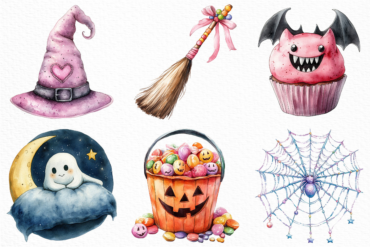 Cute Halloween Sublimation Clipart, an Illustration by Craft Nest (Photo 3 of 6)