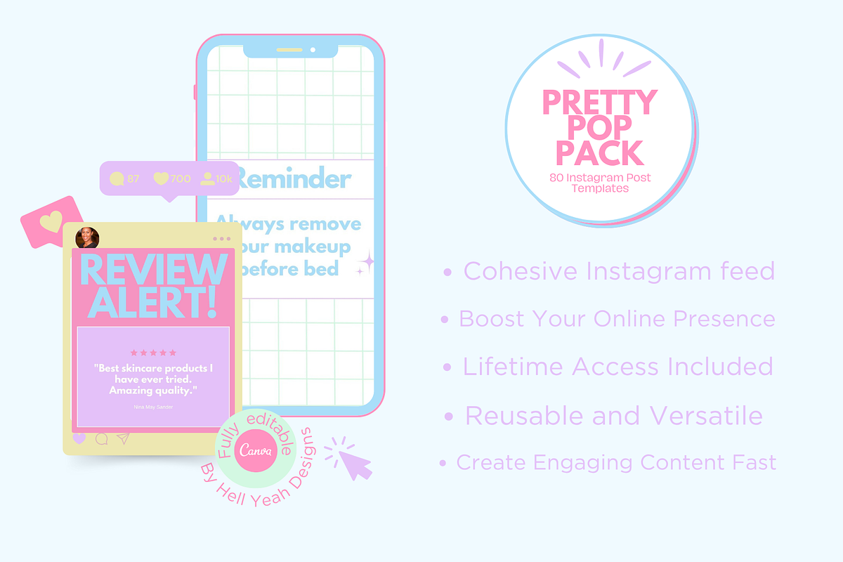 Pretty Pop Instagram Templates Pack, a Social Media Template by HellYeahDesigns (Photo 4 of 9)